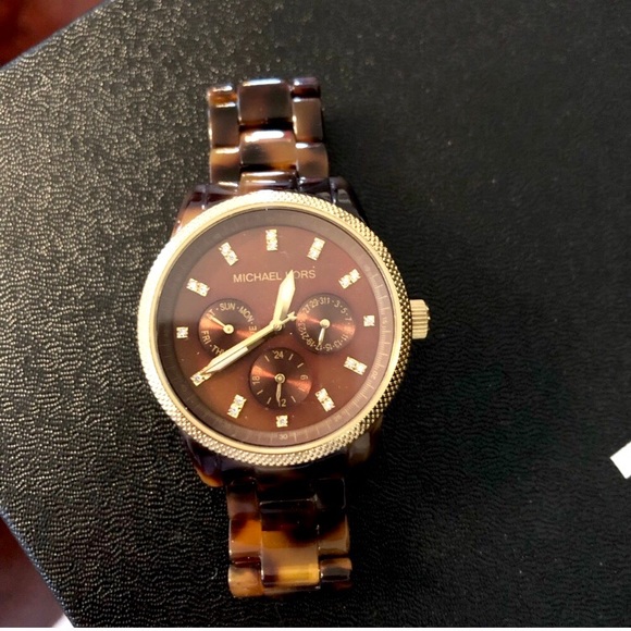 MICHAEL Michael Kors Accessories - Michael Kors Tortoise Shell Gold Crystal Watch